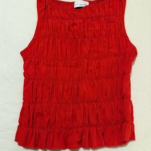 American Threads Red Sleeveless Blouse